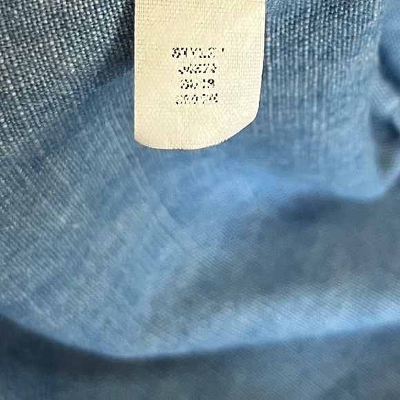 J. Crew Chambray Flutter Sleeve Faux Wrap Peplum Top - Picture 2 of 10